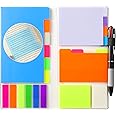 Hommie Updated Transparent Sticky Note Pads with Color Ballpoint Pen, Clear Sticky Tabs Translucent Page Flags Book Markers Stickers, Waterproof Self-Adhesive Pad, Bible Study Office School Supplies