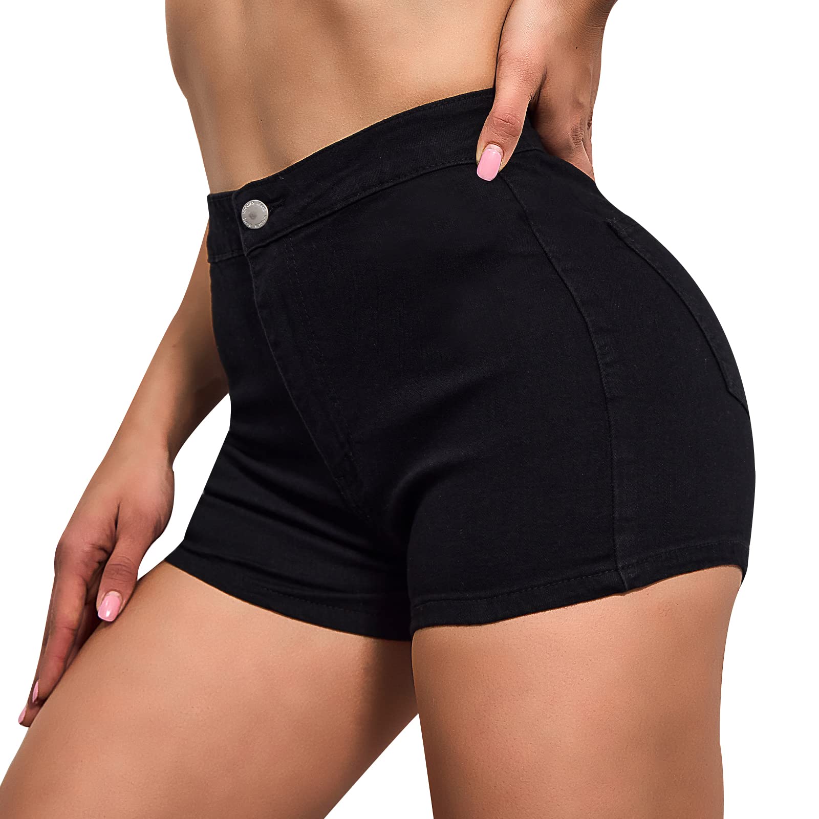 Photo 1 of VIPONES Jeans Shorts Womens High Waisted Stretchy Sexy Butt-Lifting Hot Denim Shorts Black(301, M)