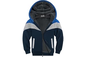 V VALANCH Boys Hoodie Zip Up Fleece Lined Jacket Warm Sherpa Hooded Sweatshirts for Boys Girls 6-15 Years
