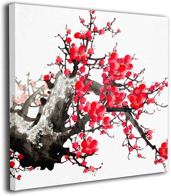 Amazon Co Jp Zetena 梅の花 レッド キャンバス絵画 アートパネル フォトフレーム 絵画 モダンフレーム装飾画 壁飾り 壁ポスター おしゃれ インテリア 服 ファッション小物