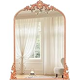 Growsun Arched Mirror, 24’’x36’’ Antique Baroque Traditional Ornate Wall Mirror Decor with Full Metal Frame for Fireplace/Ent
