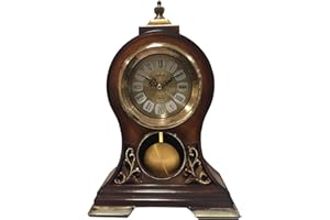 LE'RAZE Elegant Decorative Grandfather Clock, Hand Painted Wood Modern Mantel with Swinging Pendulum Shelf, Tabletop, Desk, Buffet, - Color Mahogany -