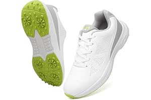 BKWHDAY Golf Shoes for Men Size 7.5-12.5 Mens Golf Shoes Spikeless – Black/White/White-Grey