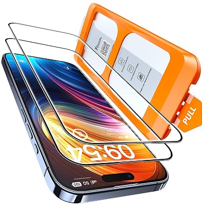 TOCOL for iPhone 15 Pro Screen Protector, [9H Hardness] [Military Grade Shatterproof] HD Tempered Glass for iPhone 15 Pro Full Coverage Screen Protector, Easy Installation, 2 Pack