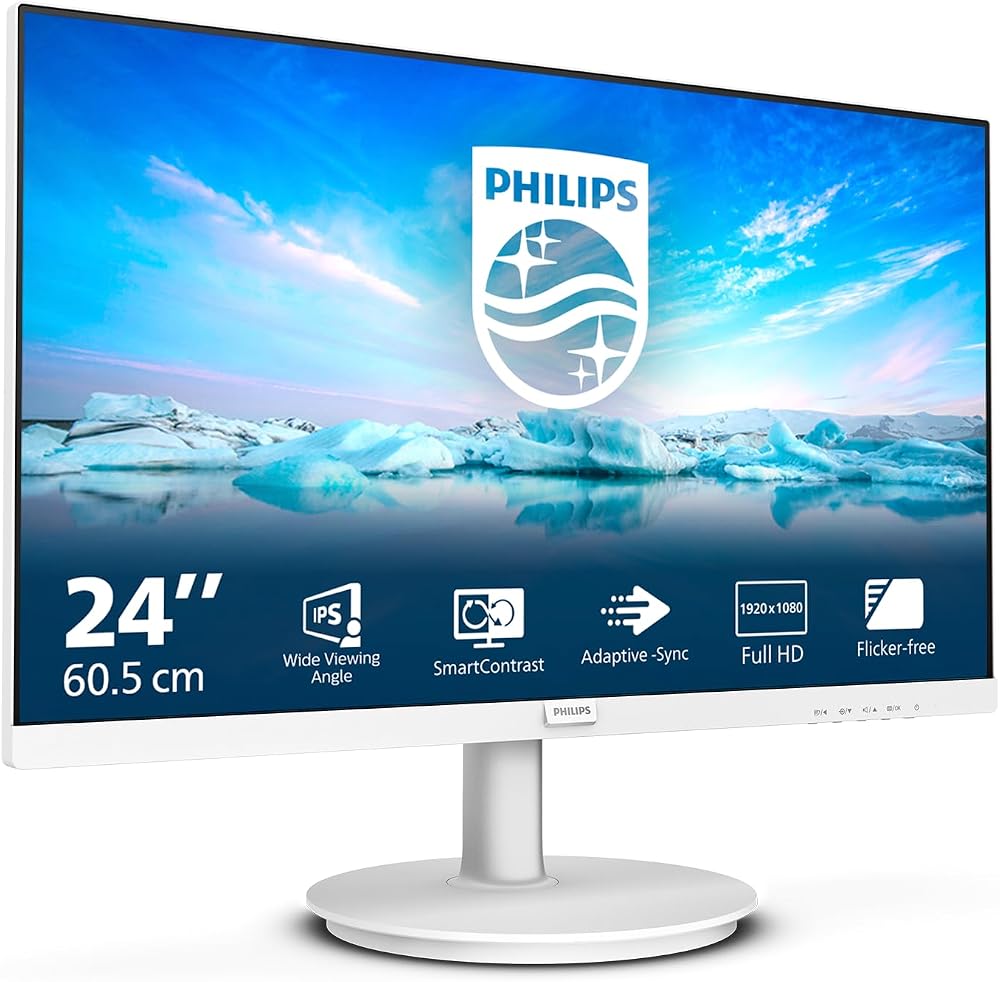 Philips 241V8AW 24 inch FHD Monitor IPS 75 Hz with built in Speakers White