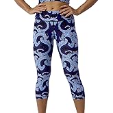 UIUO-UIPEU Pattern Printed Capri Leggings with Pockets for Women Tummy Control Workout Yoga Capris