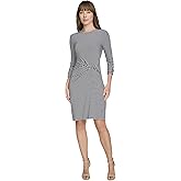 Tommy Hilfiger Womens Round Neck Stretch Jersey Stripe Shift Dress