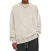 Wrenpies Oversized Vintage Crewneck Sweatshirt Men Acid Wash Cotton Baggy Trendy Streetwear Long Sleeve Shirts Pullover Tops