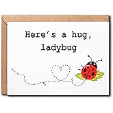 SMHGifts Here's a Hug Ladybug Card - Ladybug Love Card - Greeting Card - Friendship Card - Card For Him For Her - Blank Card Inside - Ladybug Birthday Card