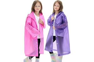 HOOMBOOM 2 Pack Waterproof Raincoats for Kids Reusable,EVA Rain Ponchos Emergency Rain Jacket for Children, Boys and Girls