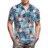 Lussues Nee Raccoon Hawaiian Shirts for Men,Button Down Beach Casual Shirtss