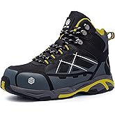 LARNMERN Steel Toe Work Boots Men,Non Slip Safety Shoes,Comfortable Industrial and Constructio Hiking Sneakers