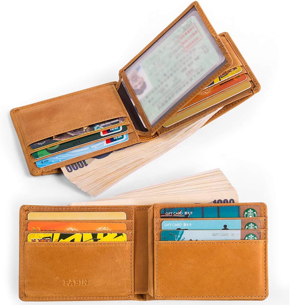 Genuine Leather Wallets for Men Credit Card Holder Bifold Pabin