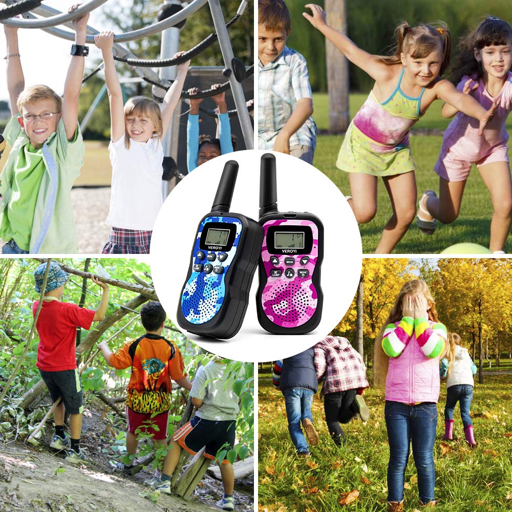 Veroyi Walkie Talkie for Kids, Boys and Girls, 22 Channels 2 Way Radio Toys with Backlit LCD Display and Flashlight for Indoor Outdoor Activity (2-Pack)