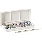 Winsor & Newton Cotman Water Colour Paint Sketchers' Pocket Box, Half Pans, 13 count (12 colors and a brush)