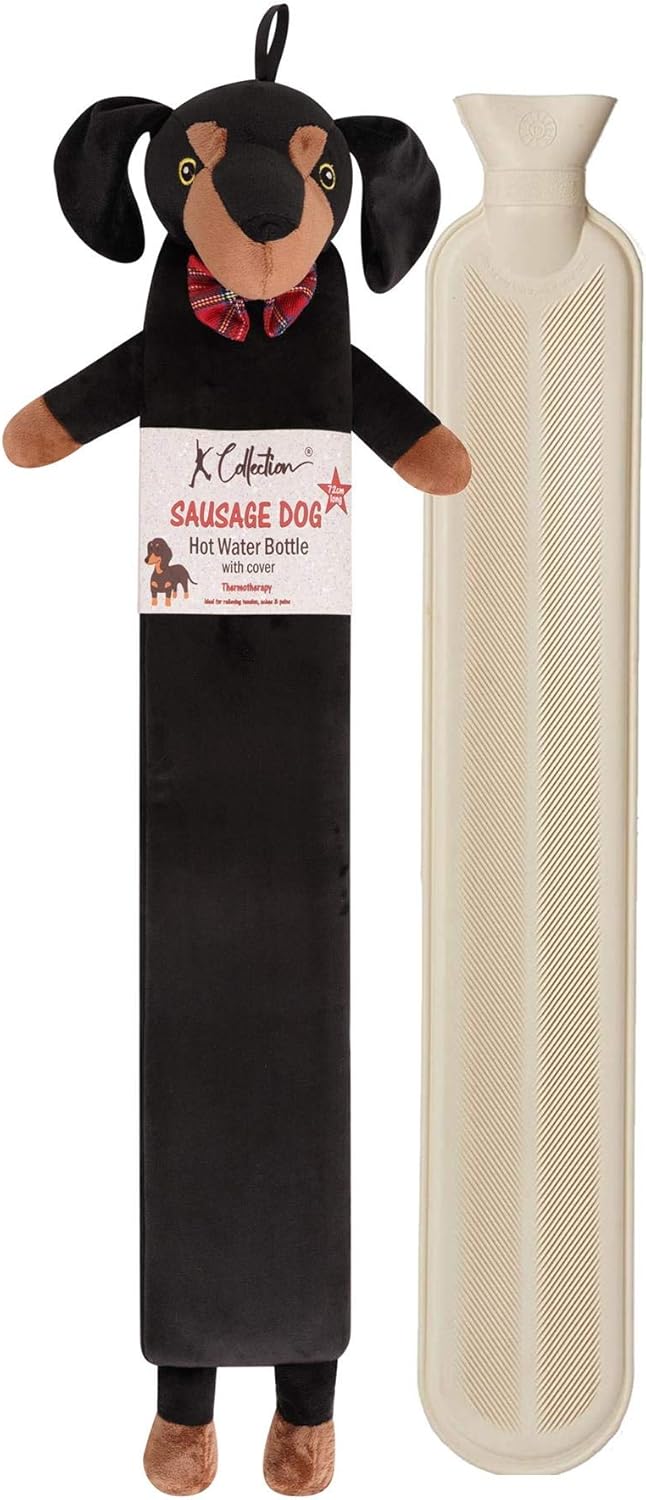 Extra Long Hot Water Bottle, Super Soft Novelty Plush Cover, Natural Rubber 2L Capacity, 72cm Long