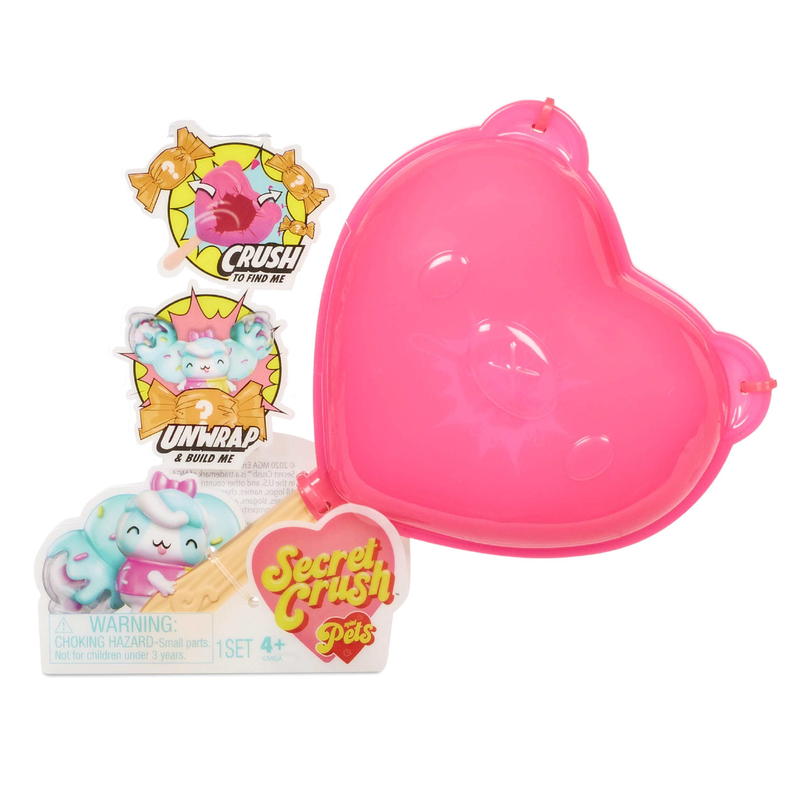 Secret Crush Mini Pets Series 1 - Crush & Unwrap Sweet-Themed Pet & Surprises - Includes Create Your Own Jewellery - Collectible - Ages 4+ Years,Medium