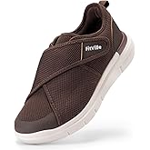 FitVille Men's Diabetic Shoes Extra Wide – Adjustable Closure Walking Shoes for Swollen Feet, Neuropathy & All-Day Standing Comfort – EasyTop V5