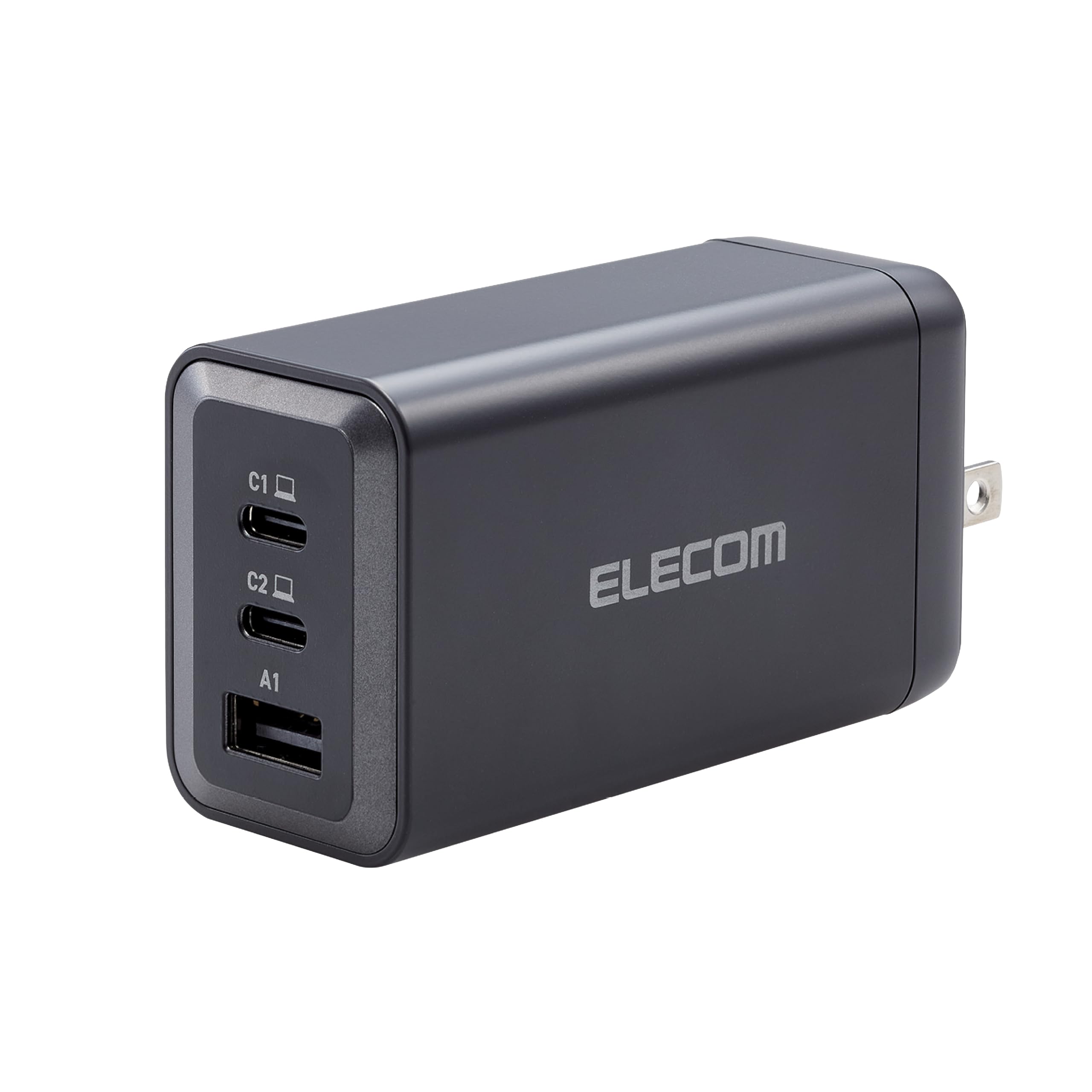 ELECOM 120W USB C Wall Charger Block, 3 Multi Port GaN II Smart PD, Ultra-Fast Charging, Compact Power Adapter for Multiple Devices, Laptops, Tablets, iPhone, iPad, Watch, Speakers, Airpods - Black