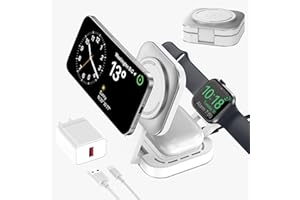 3 in 1 Wireless Charging Station for Apple Device, Foldable Wireless Charger Stand for Magsafe for iPhone 17/Air/16/15/14/13/