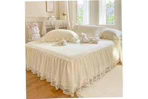 Bedskirt, Ruffle Bed Skirt for 59x79 Bed Lace Bedskirt with Dropping Easy Setup Elegant Wrap Around Sheet with Elastic Band f