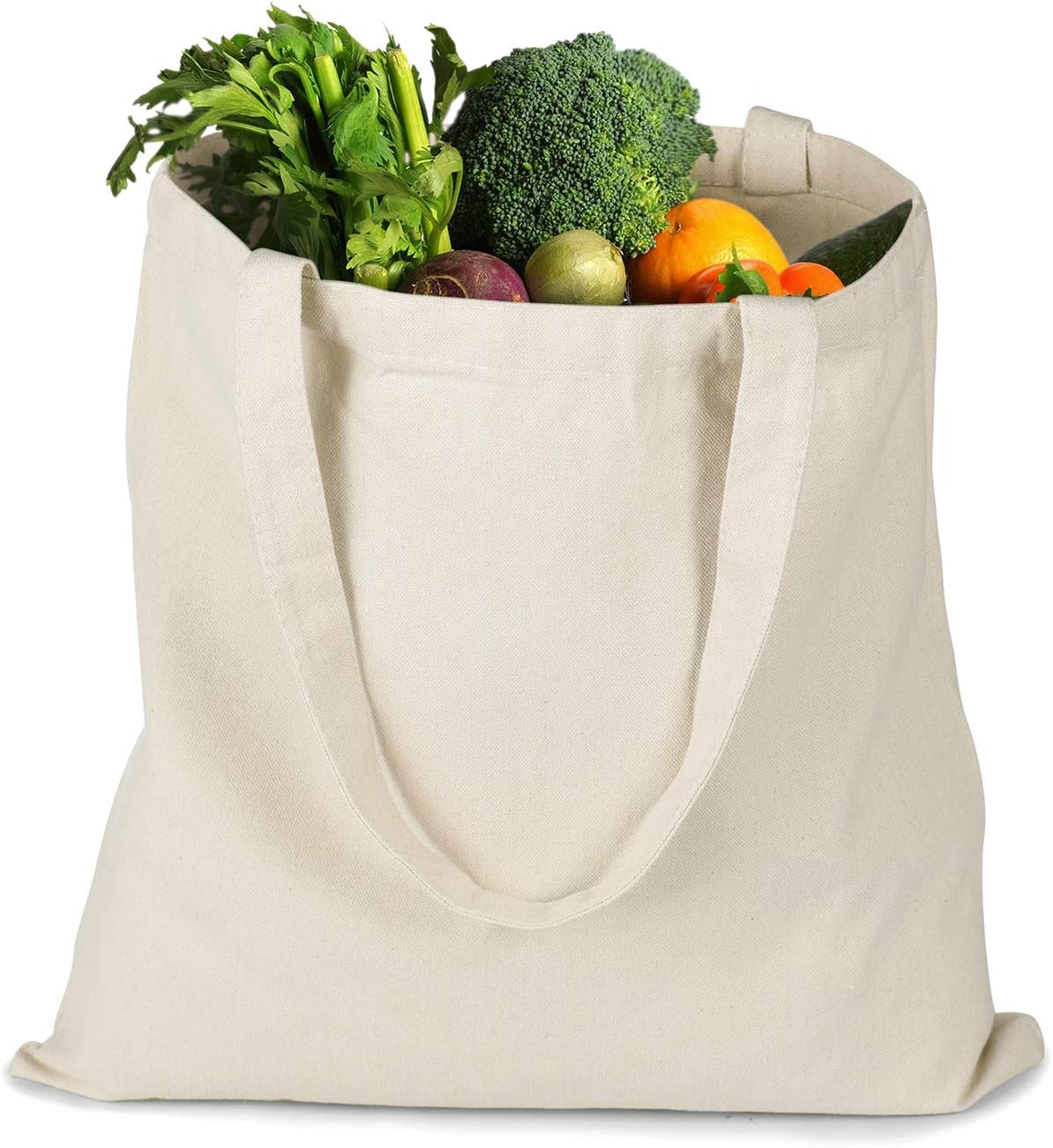 Reusable Shopping Bags Grocery Canvas Tote Bags Bottom Cloth Heavy Duty Sailcloth Bags for Everyday use, Foldable Washable Eco-Friendly Craft Canvas Bag with Handles (Beige)