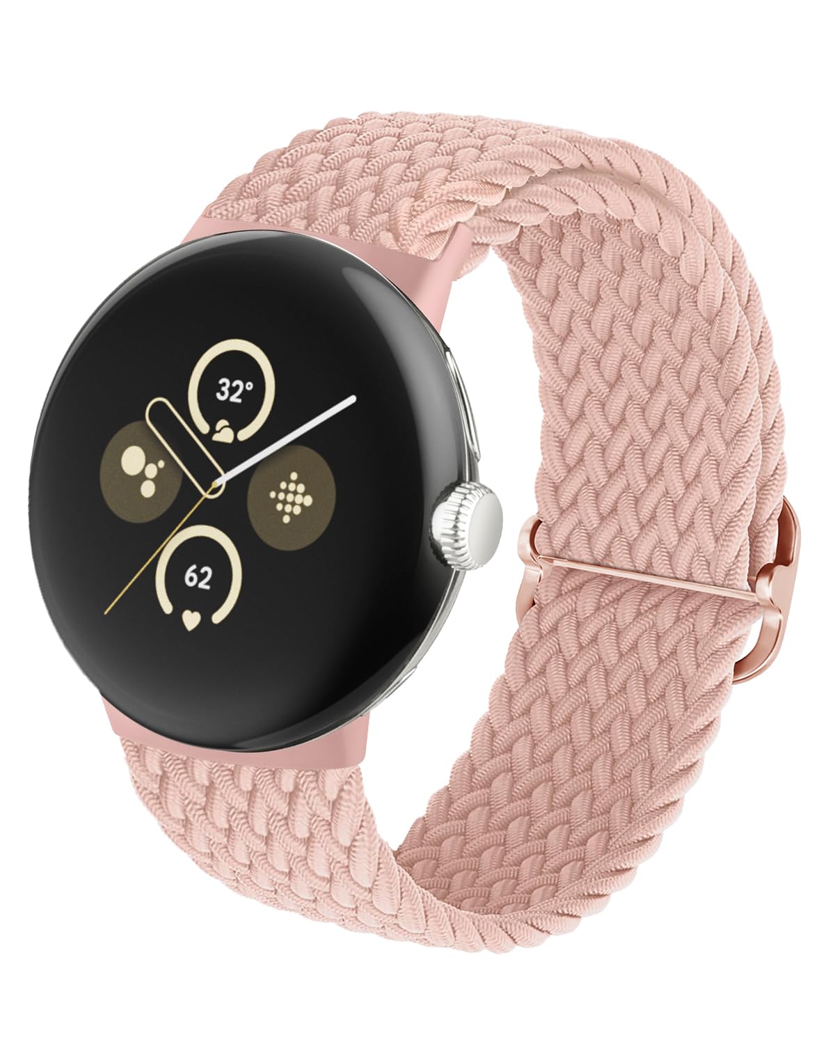 SimpleThings Braided Bracelets for Google Pixel Watch 2 Bracelet/Pixel Watch 1 Band, Adjustable Breathable Sports Loop Nylon for Google Watch Men Women, Nylon, Sand pink