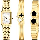 GAOFAN HOUR Women Gift Gold Bangle Watch and Vintage Bracelet Set Adjustment Tool Included