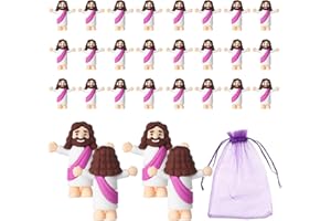 MORESIS Mini Jesus Figurines in Bulk 24 Pack with Storage Bag, Little Jesus Figures Pocket Size Jesus Mini Figure Religious Christian Gifts Jesus for Sunday School Easter Eggs Stuffers Church Decoration