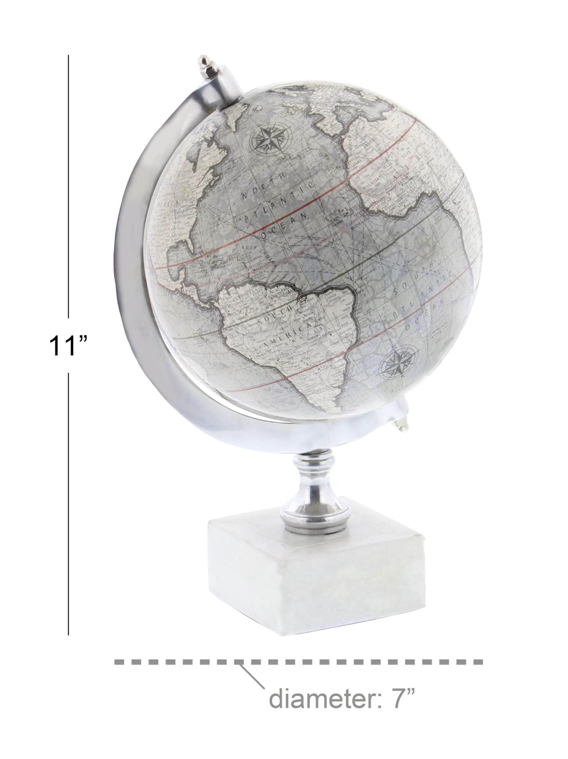 Deco 79 Marble Globe with Marble Base, 7