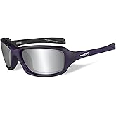 Wiley X Sleek Sunglasses, ANSI Z87 Safety Glasses for Men and Women, UV Eye Protection for Shooting, Fishing, Biking, and Extreme Sports, Matte Violet Frames, Grey Silver Flash Tinted Lenses