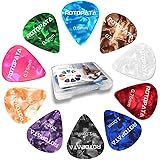 15 Pack Guitar Picks Plectrums with Organizer Storage Box, 0.5 0.75 1.0 mm Includes Thin Medium Heavy Thickness & Variety Col