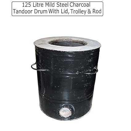 Shuban Round Shaped Mild Steel Outdoor Barbecue Charcoal Tandoor Drum (125 L)