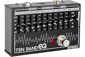 STRICH EQ Pedal for Electric Guitar,10-Band Equalizer Effects Pedal, Equalizer for Guitar and Bass, 10 Frequency Bands (31.25Hz–16kHz) with ±12dB Gain/Attenuation for Each Band, TEN BAND EQ
