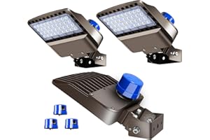 BIRITALO 22500lm LED Parking lot Light Trunnion Dusk to Dawn 150W LED FloodLights Outdoor Wall Mount Security Commercial 85-277V IP65 Waterproof 5500K Shoebox Barn Light for Yard,Street 3 Pack