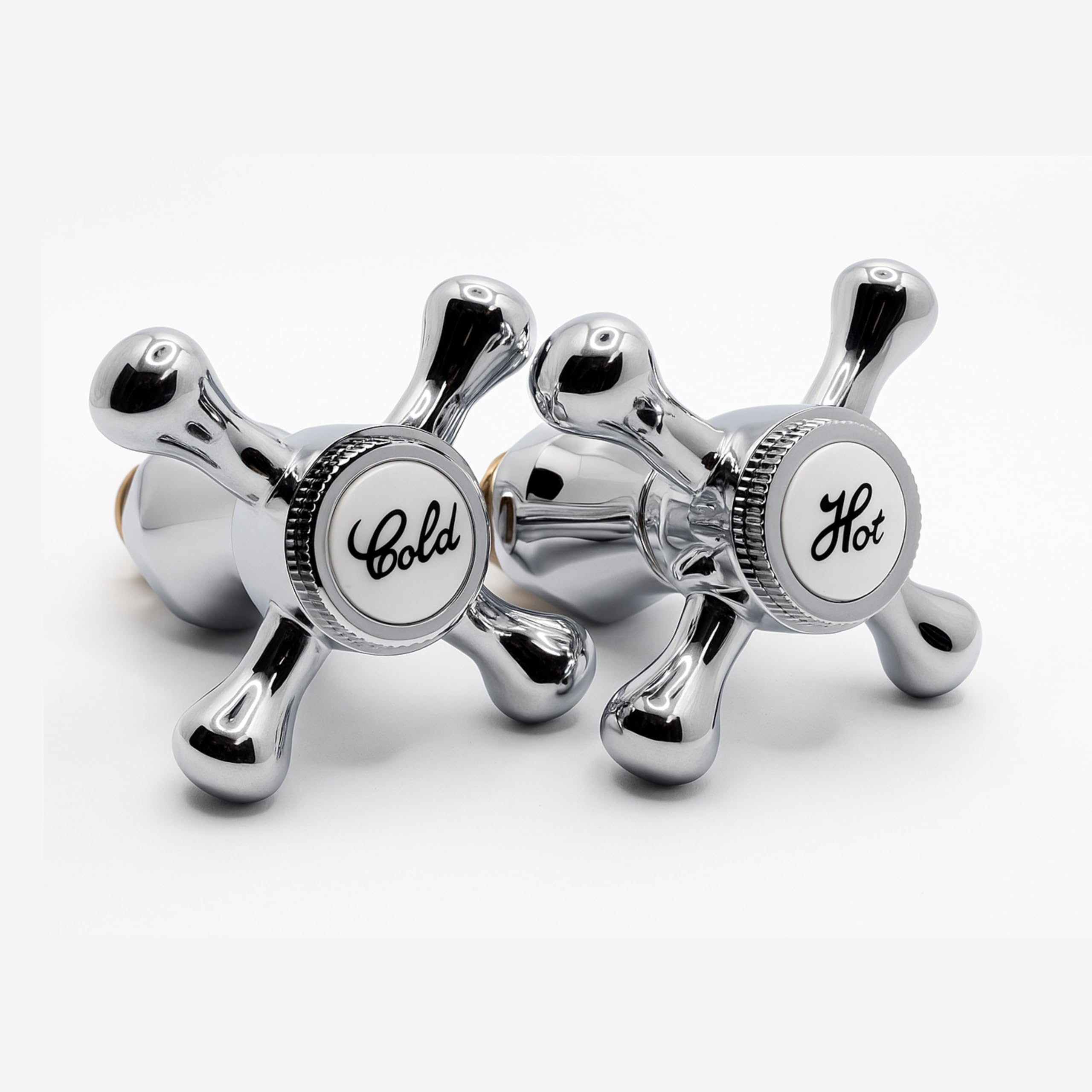 Replacement Hot and Cold Victorian Style Cross Head Tap Heads Hot & Cold Pair - Traditional Classic Tap Conversion Kit for Bathroom Basin and Kitchen Sink Taps