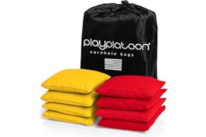 Play Platoon Premium Weather Resistant Duckcloth Cornhole Bags - Set of 8 Bean Bags for Corn Hole Game - Regulation Size & Weight