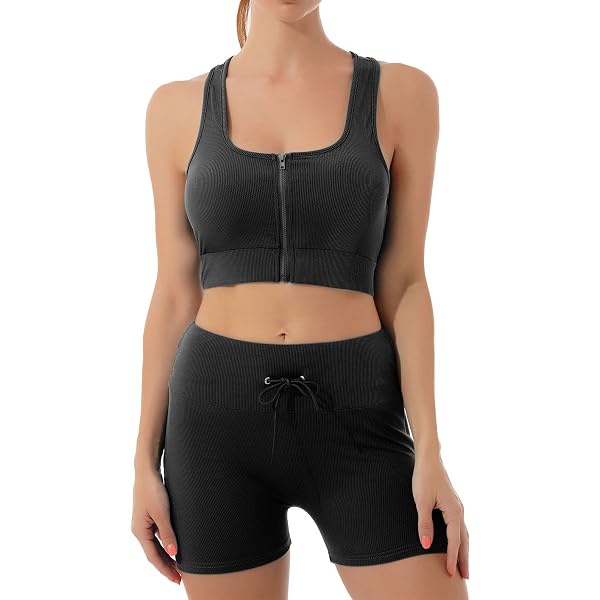 Conjunto De Chándal Mujer 2 Piezas - Top Sin Espalda Y Shorts Altos, Yoga Y Gimnasio