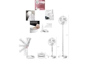 LRUFODYA Portable desktop Fan with Round light, Height Adjustable Folding Floor Fan via Mister, 7200mAh Rechargeable Travel Fan / 4 Wind Speeds Air Humidifier Night Light for Outdoor Camping fishing (White)