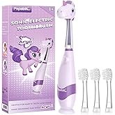 Papablic Toddler Sonic Electric Toothbrush Kids for Ages 1-3 Years, Baby Electric Toothbrush with Cute Unicorn Cover and Smart LED Timer, 4 Brush Heads (Arya)
