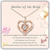 Mother of the Bride Gifts-925 Sterling Silver Rose Heart Necklace Mother of Bride Jewelry for Mother of the Bride Wedding Gift with Message Card and Box