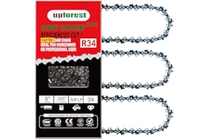 UPFOREST Chainsaw and Pole Saw chain for 8" Bar R34, 3/8" LP Pitch - .043" Gauge - 34 Drive Links Low-kickback Fits Poulan, Remington, DeWalt DCPS620, 20V MAX XR Li-Ion and More 3-Pack (90YNS34X3)