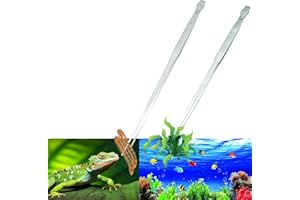 Gostur 2pcs 18.9 inch Aquarium Tweezers with Hanger, 2025 New Extra Long Feeding Tongs, Stainless Steel Large Aquascape Tools for Fish Tank, Terrarium，Aquascaping, Reptile Snake (Curved & Straight)