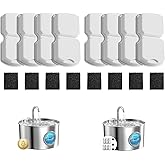 GIOTOHUN Cat Fountain Filters Replacement: 16 Pet Water Fountains Filter - 8 Carbon Filters & 8 Foam Filters - Suitable for GIOTOHUN Stainless Steel Cat Fountain S11