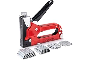 PHITRIC Upholstery Staple Gun Heavy Duty, 4 in 1 Stapler Gun with 1200 Staples, Power Finish Staplers, Manual Brad Nailer Power Adjustment Furniture Stapler Gun for Wood, Carpentry, Decoration DIY