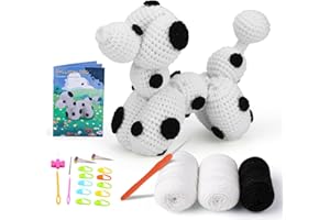Hssugi Crochet Kit for Beginners - Crochet Animal Kit Dog, Complete Crochet Starter Kits for Adults with Step-by-Step Video Tutorials Crochet Yarn Crochet Hook for Adults Birthday Present