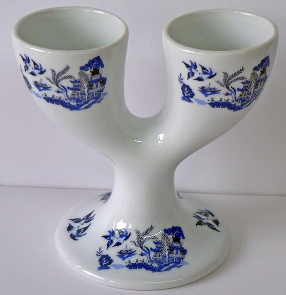 Double Egg Cup with Traditional Blue Willow Pattern Design Amazon.co