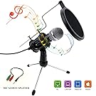 Philonext Condenser Microphone, Portable Mini Condenser Microphone, 3.5mm Plug & Play Home Studio Vocal Recording Microphone with Tripod Stand for PC Laptop Tablet and Phone (Style 2)