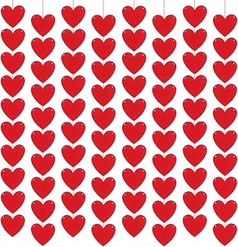 Amazon Com Katchon 80 Hearts Felt Garland Valentines Day Red