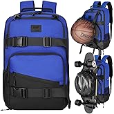 WOLT Skateboard Backpack, 15.6 Inch Laptop Backpack for Men Women, Sports Backpack with Ball Holder